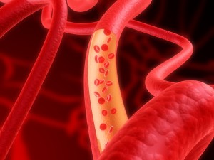 arterie mit fließendem blut